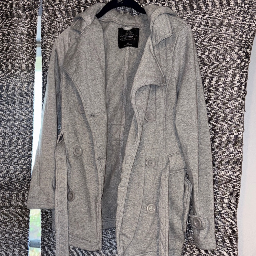 Gray Women's peacoat button up Jacket